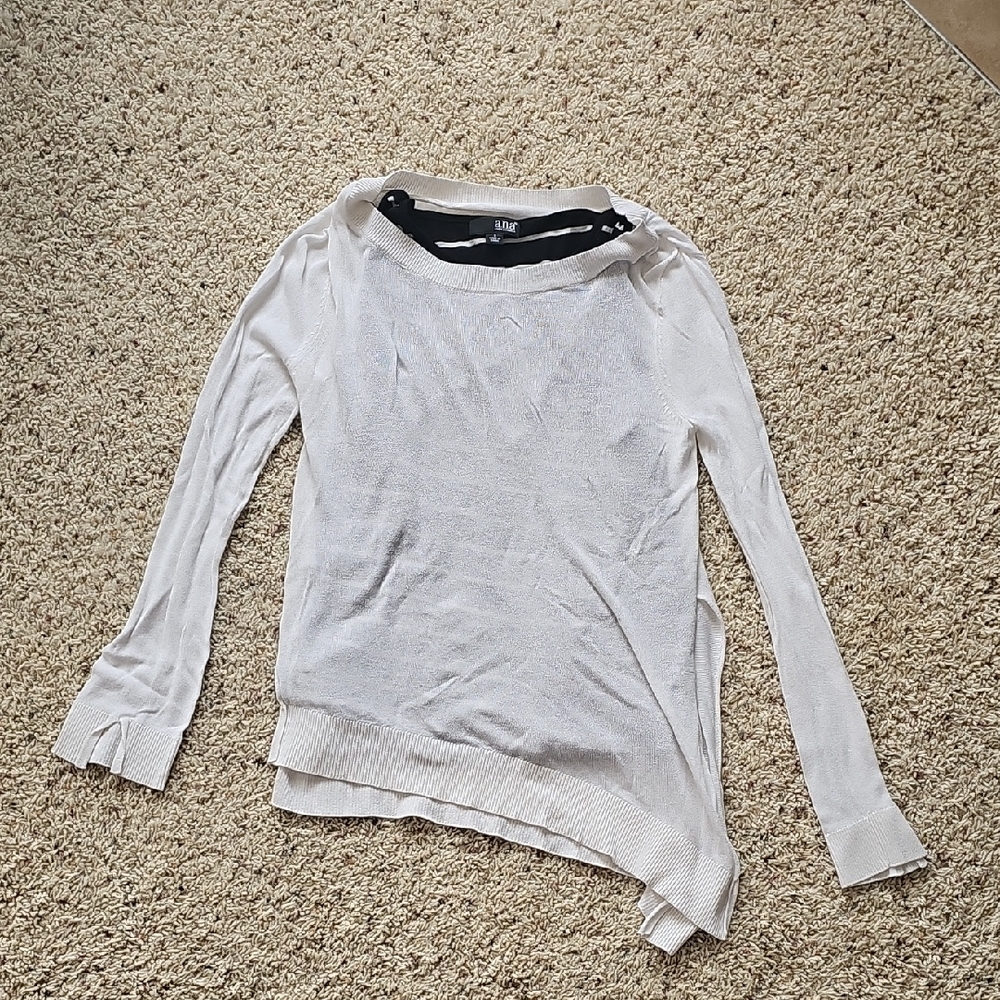 a.n.a Black and White Striped Sweater